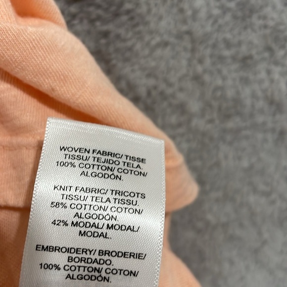 NEW Lucky Brand Womens M Schiffly Embroidered Coral Almond Short Sleeve Top - Picture 5 of 7